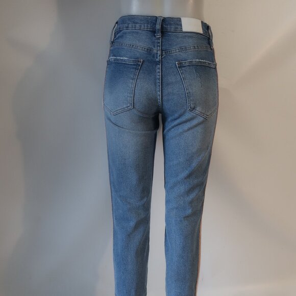 Womens Pistola Blue Nico High-Rise Sporty Side Leg Stripe Denim Jean 26 - Picture 9 of 13